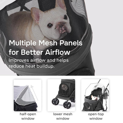 10lbs Ultra-Lightweight Pet Stroller - Compact Folding Umbrella Stroller with Durable Shoulder Strap, 3-Compartment Organizer & Cup Holder - Portable Dog Cat Travel Carriage, Dark Gray