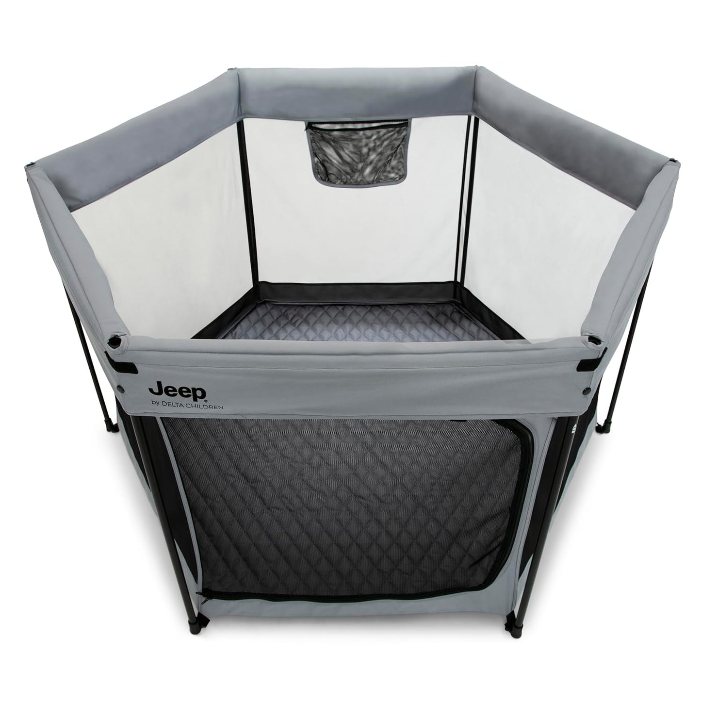 Jeep Hexagon Pop Up Play Yard with Removable Canopy | Ideal for Indoor and Outdoor Use, Olive Green