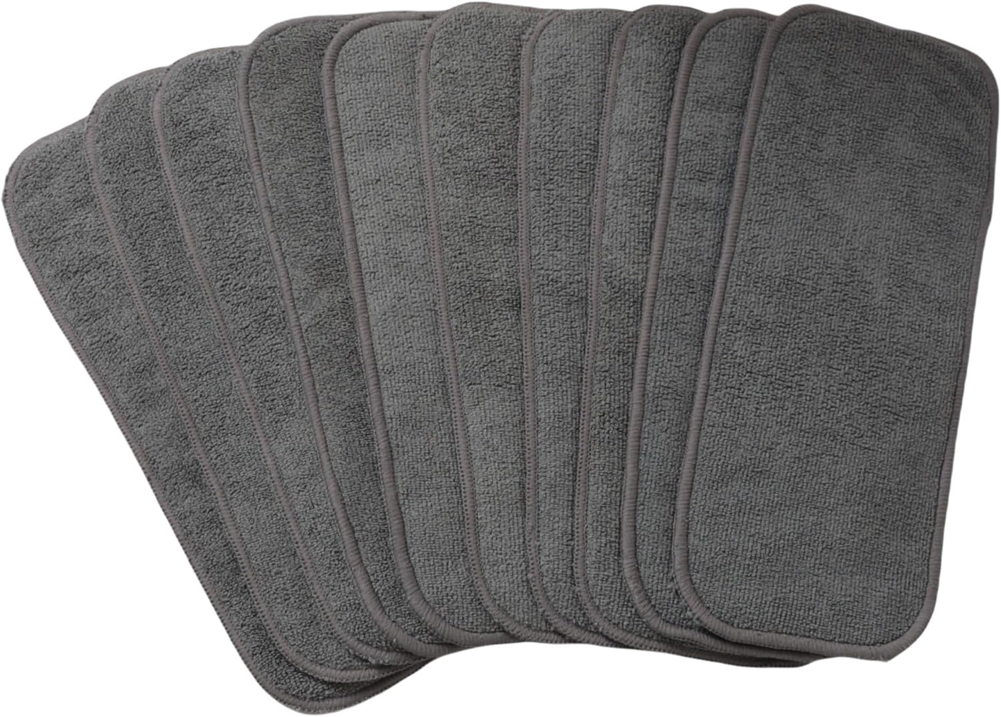 10pcs Reusable Soft 3 Layers Inserts for Baby Cloth Diaper,High Absorbing Washable Liners (10pcs-Grey Inserts)