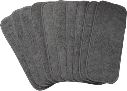 10pcs Reusable Soft 3 Layers Inserts for Baby Cloth Diaper,High Absorbing Washable Liners (10pcs-Grey Inserts)