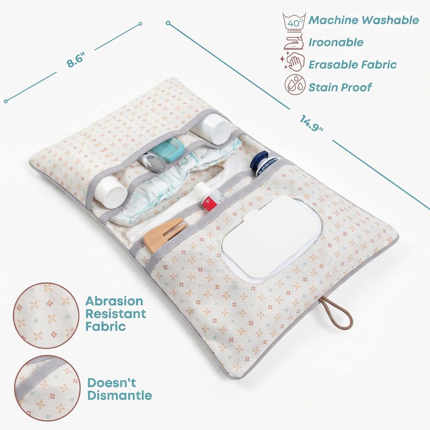 HAMUR Baby Diaper Bag Organizer – Travel-Friendly, Compact & Foldable | Stroller Pouch for Newborn Essentials – Must-Have for Boys & Girls (Leaves)