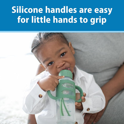 Dr. Brown's Milestones Narrow Sippy Spout Bottle with 100% Silicone, Easy-Grip Handles and Soft Sippy Spout, 8oz/250mL, Light Pink and Ecru, 2-Pack, 6m+