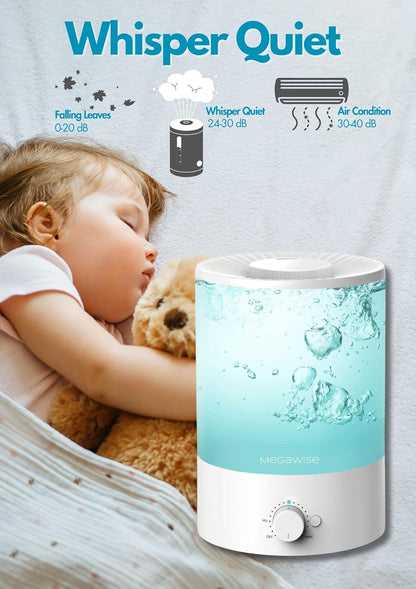 MEGAWISE 3.5L Ultrasonic Cool Mist Humidifier – Top-Fill, Essential Oil Diffuser, Quiet Operation, Night Light, Auto Shut-Off for Home & Office (1)