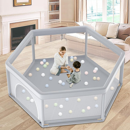 besuhot Large Baby Playpen 79x79 Inch, Playpens for Babies and Toddlers, Indoor & Outdoor Extra Large Kids Activity Center, Baby Play Yard with Zipper Gates.