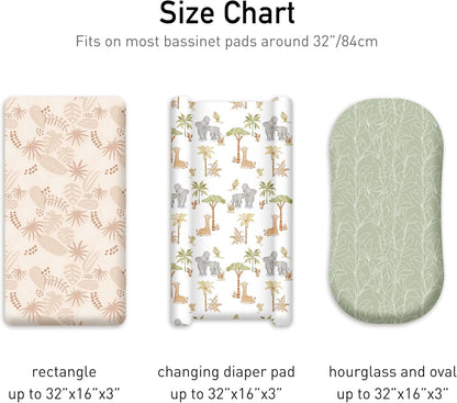 Bedside Sleeper Bassinet Fitted Sheets 20 x 33, 3 Pack Baby Delight Beside Me Dreamer,Babybond,Jimglo,koola,cowiewie,fodoss, Dream On Me Baby Square Bassinet, Pink Animal