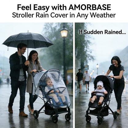 Universal Stroller Rain Cover, Clear Breathable Weather Shield, 4 Seasons (Stander Rain Cover)
