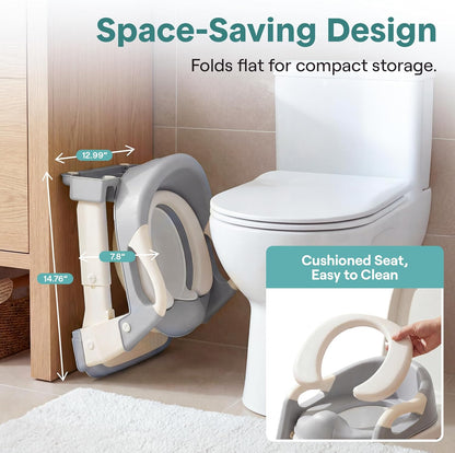 SereneLife 2-in-1 Potty Chair & Potty Training Seat with Step Stool Ladder - Height Adjustable Kids/Toddler Toilet Seat with Stable Anti-Slip Design, Cushioned Seat & Splash Guard For Boys Girls