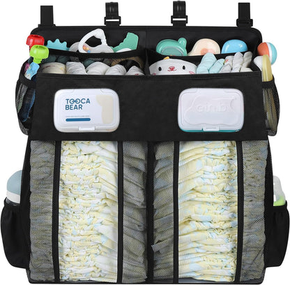 Accmor Hanging Baby Diaper Caddy Organizer, Diaper Stacker, Baby Crib Hanging Classified Storage Bag Organizer for Changing Table, Crib, Playard or Wall & Nursery Organization, Grey