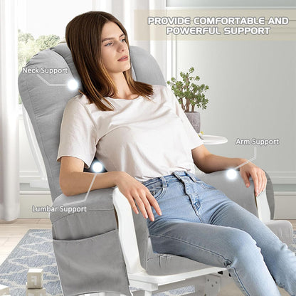 BECHAEO 5PCS Suede Glider Rocker Replacement Cushions with Ottoman Cover Thicken Soft Rocking Chair Cushion Set for Indoor Nursery Glider Rocking Chair, Blue