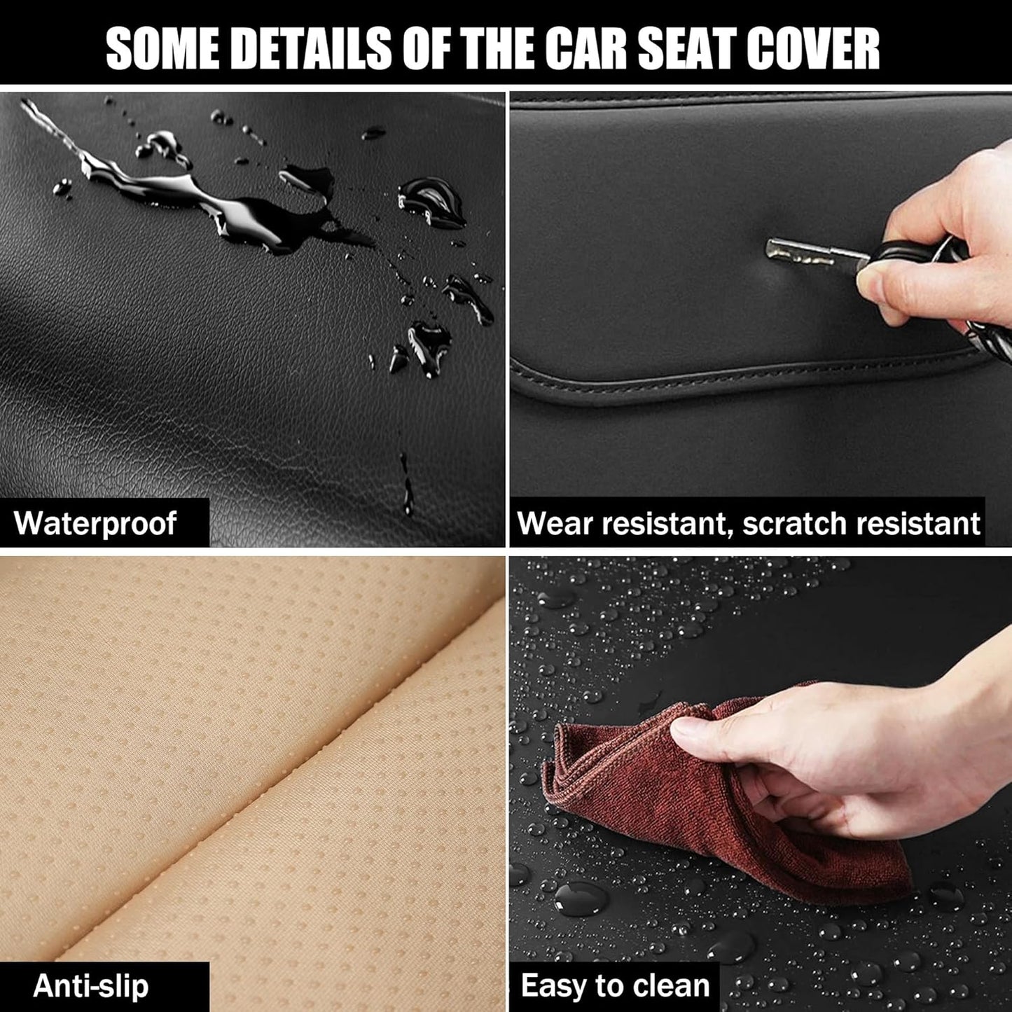 Seat Covers Fit for Mini Convertible 2009-2025 Premium Leather Car Seat Covers, Waterproof Non-Slip and Airbag Compatible, Fashion Car Seat Protector (Black Red,Front Set with Pillow)
