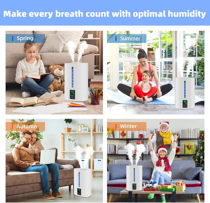 Coolfiqu 6L Humidifiers for Bedroom Large Room Home,Cool and Warm Humidifier for Baby and Plants Hot Mist Top Fill Desk Humidifiers Oil Diffuser,Quiet,Adjustable Mist,360°Nozzle-Black(2026 Upgraded)