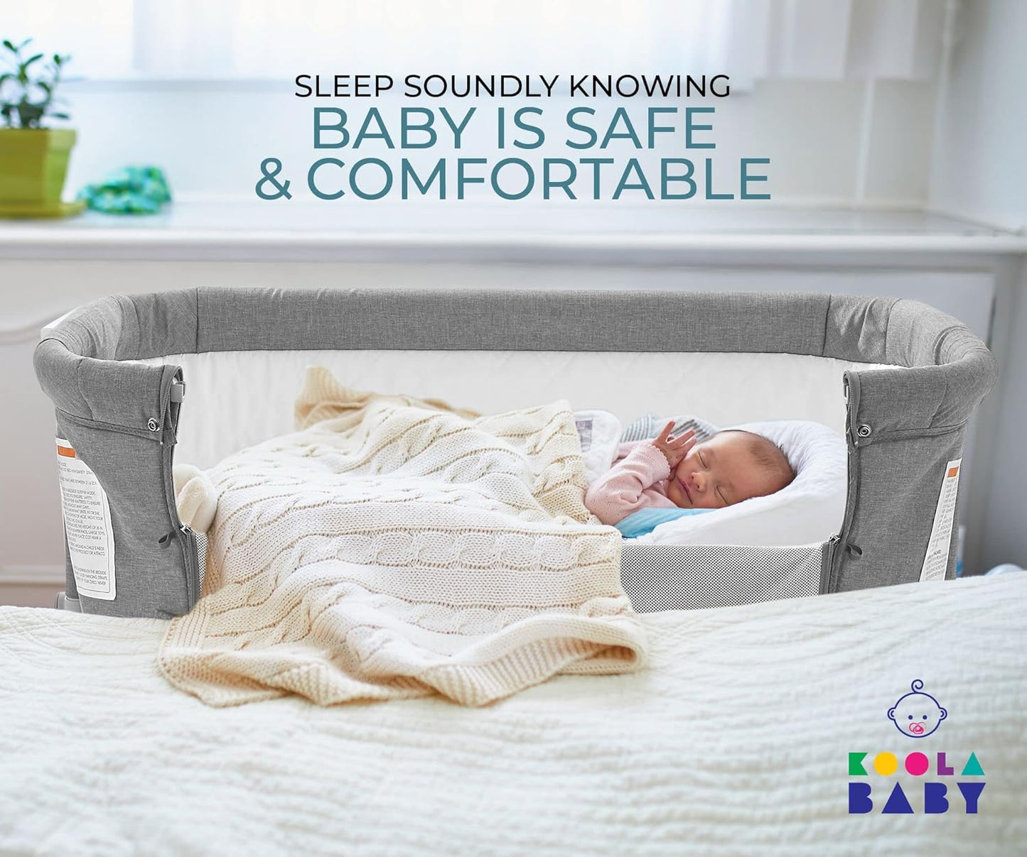 KoolerThings 3 in 1 Baby Bassinet, Bedside Sleeper, & Playpen, Easy Folding Portable Crib (Black)- KoolaBaby (Mesh Bassinet)