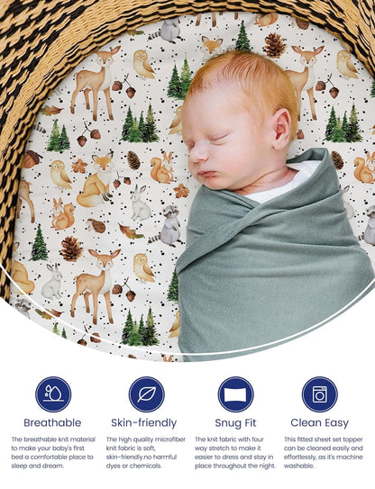 TotAha Premium Stretchy Bassinet Sheets for Baby Girl, Silky Comfort Cradle Sheets Fitted 18 x 36 for Oval, Rectangular, Hourglass Mattress, Hypoallergenic, Buttery Soft 2-Pack (Floral & Pale Pink)
