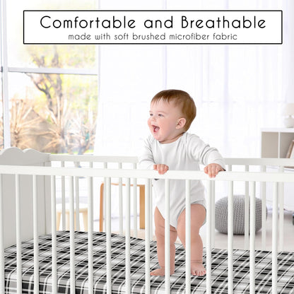 Sweet Jojo Designs 2-Piece Baby Bassinet Sheets Set (Black/White Gingham Checkered Plaid) for Boy/Girl, Infant Newborn Nursery, Oval, Rectangle & Hourglass Mattress (Solid Onyx & Classic Checkerboard)