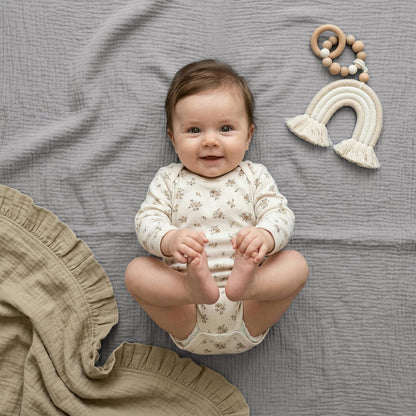 Muslin Bassinet Sheet Compatible with Maxi-COSI Iora & Iora Air Bedside Sleeper - 100% Cotton Rectangular Mattress Pad Cover (33"x20"), Breathable & Soft, Boho (1 Pack Blue)
