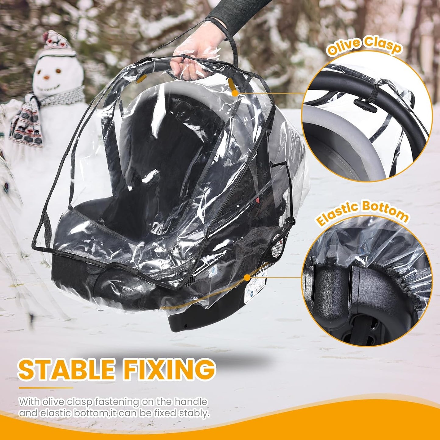 Car Seat Rain Cover, Compatible with Doona Infant Car Seat Stroller, Universal Rain Cover with Window for Waterproof, and Windproof, Breathable Baby Travel Weather Shield Stroller Accessories, Black