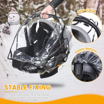 Car Seat Rain Cover, Compatible with Doona Infant Car Seat Stroller, Universal Rain Cover with Window for Waterproof, and Windproof, Breathable Baby Travel Weather Shield Stroller Accessories, Black