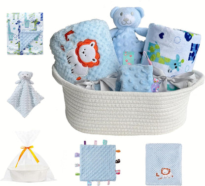 CREVENT Diaper Caddy Organizer, Baby Basket with Handle, Table Organizer for Storage, Portable Car Organizer, Baby Shower Gifts + Gift bag with Ribbon