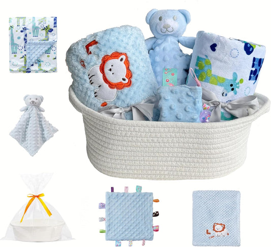 CREVENT Diaper Caddy Organizer, Baby Basket with Handle, Table Organizer for Storage, Portable Car Organizer, Baby Shower Gifts + Gift bag with Ribbon