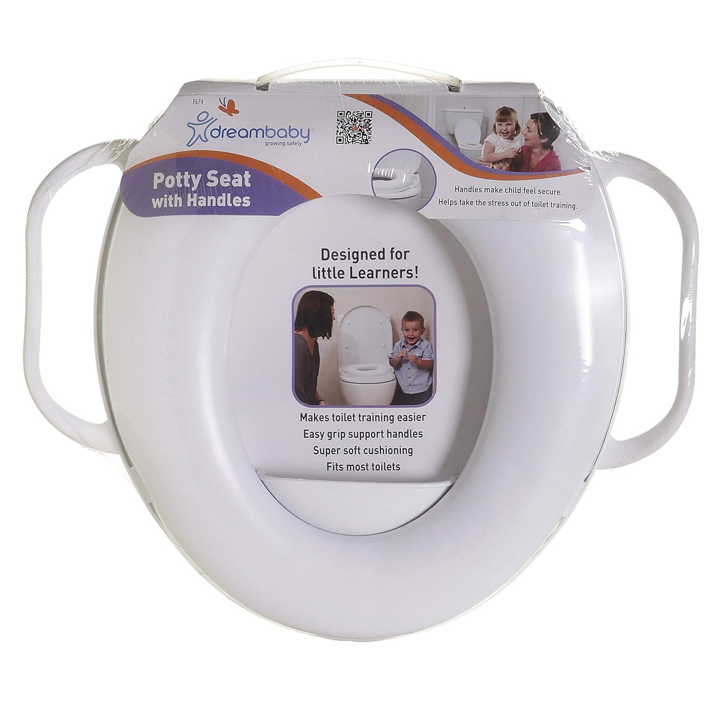Dreambaby Potty Toilet Seat, Softly Padded with Grip Handles - White - Model L674