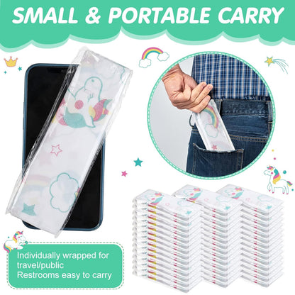50 Packs Disposable Toilet Seat Covers Extra Large Individually Wrapped for Kids and Adults, Portable Non Slip Waterproof Potty Seat Covers for Toddlers Potty Training, Travel (Rainbow)