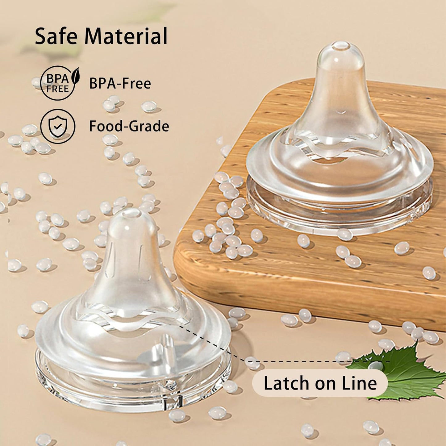 yanyoyo Natural Glass Baby Bottle for Breastfeeding Babies, 5.4oz Anti-Colic Baby Bottle with Natural Response Nipple(S), Clear, Wide Neck, 2 Pack, 1 Months+