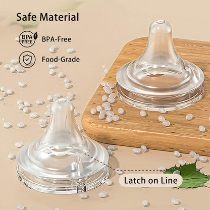 yanyoyo Natural Glass Baby Bottle for Breastfeeding Babies, 5.4oz Anti-Colic Baby Bottle with Natural Response Nipple(S), Clear, Wide Neck, 2 Pack, 1 Months+