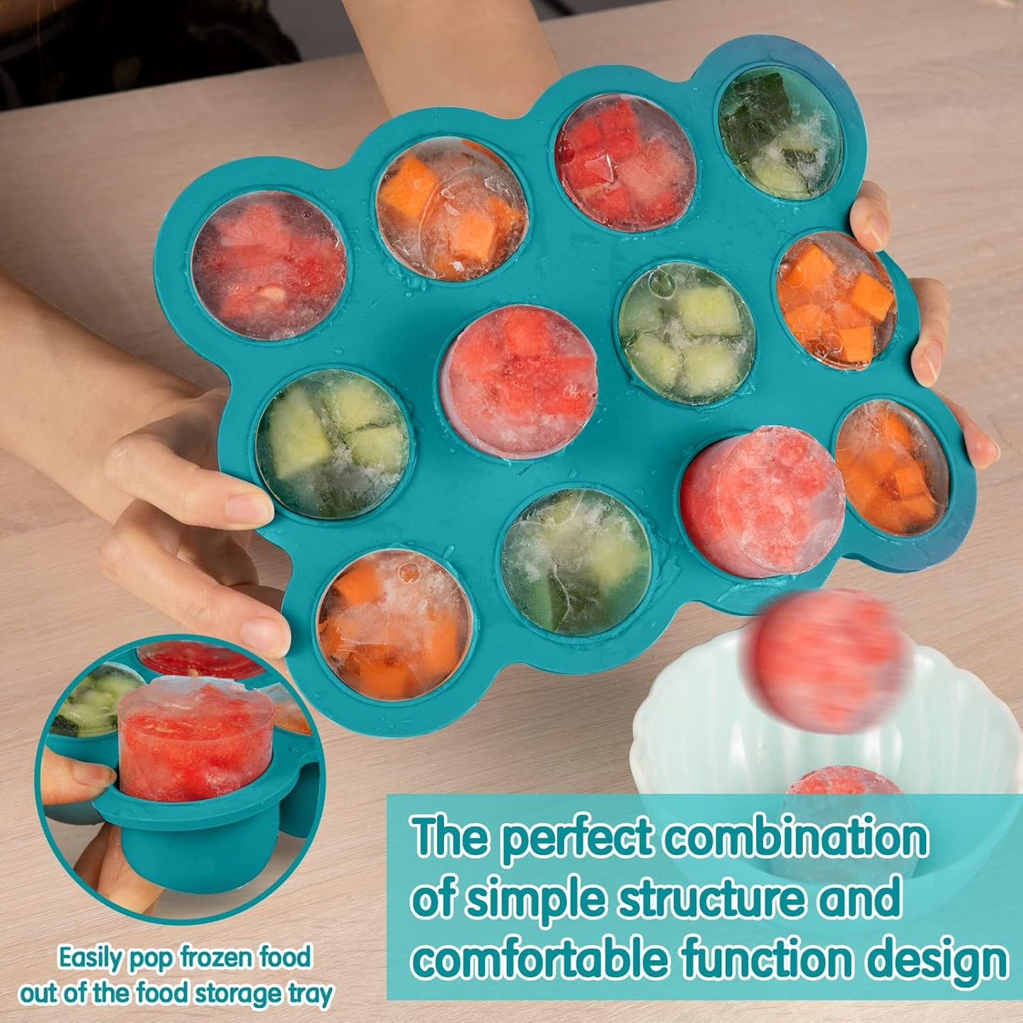 12x1.5oz Baby Food Storage Containers, Baby Food Freezer Tray with Clip Lid Gossamer Pink, Food Grade Silicone Freezer Trays for Purees & Vegetables