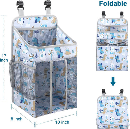 Accmor Hanging Baby Diaper Caddy Organizer, Diaper Stacker, Baby Crib Hanging Classified Storage Bag Organizer for Changing Table, Crib, Playard or Wall & Nursery Organization, Grey