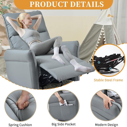 Power Swivel Rocker Recliner Chair for Nursery, Upholstered Snowflake Velvet 270°Swivel Glider Rocker Chair with USB Ports, Small Power Recliners for Small Spaces Living Room