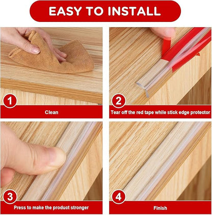 Edge Protector for Baby Proofing,Clear Edge Protector Strip,Sharp Edge Wrap Cover Tape,Self Adhesive Protective Bumper Guards for Cabinet Door,Desk,Glass Table, and Wall 20ft with 4 Corners