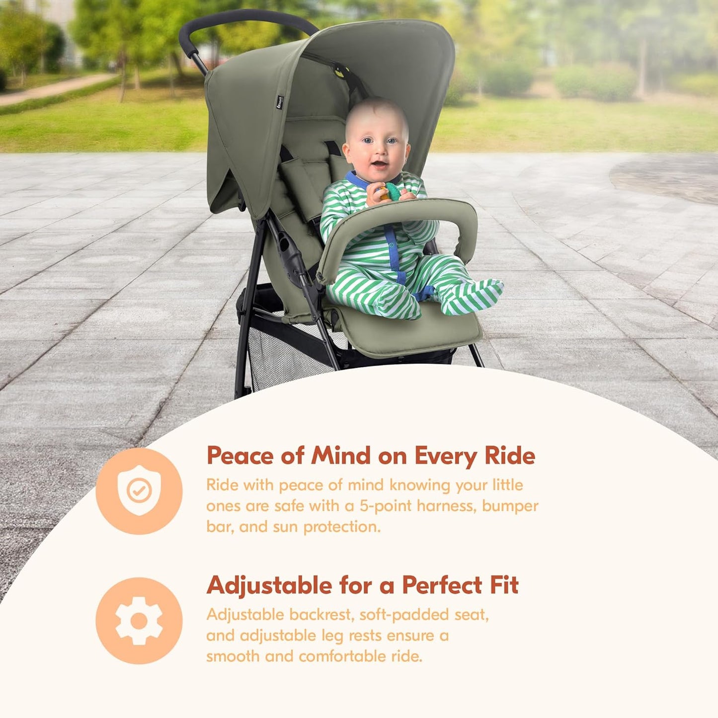 hauck Lightweight and Compact Travel Baby/Toddler Foldable Stroller, Sport, Dark Olive