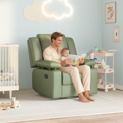 AILEEKISS Nursery Glider Recliner Chair with Adjustable Armrests, Swivel Rocking Recliner for Breastfeeding Moms, 360° Swivel, 30° Rocking, 90°-160° Recline, Easy-Clean Nursery Chair(White)