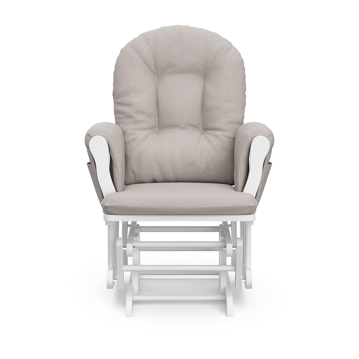 Storkcraft Premium Hoop Glider & Ottoman (White/Gray) — GREENGUARD Gold Certified Nursery Glider, Solid Wood Craftsmanship, Smooth-Gliding, Award-Winning - Colors B