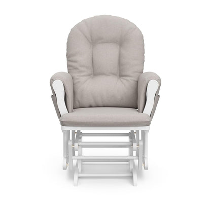 Storkcraft Premium Hoop Glider & Ottoman (White/Gray) — GREENGUARD Gold Certified Nursery Glider, Solid Wood Craftsmanship, Smooth-Gliding, Award-Winning - Colors B