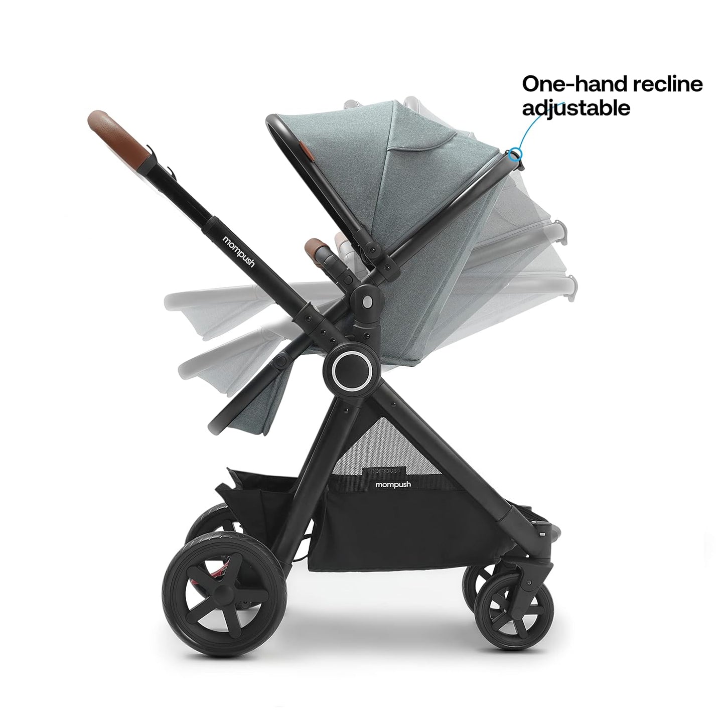 Mompush Ultimate2 Baby Stroller, Premium Convertible Full-Size Stroller for Toddler, Reversible Seat with One Hand Recline Adjustment, Car Seat Adapter Included