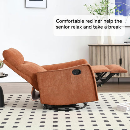 Swivel Rocker Recliner Chair for Adults, Nursery Rocking Chair with Heat and Massage, Glider Reclining Chair for Small Space Living Room Bedroom, Faux Leather Black