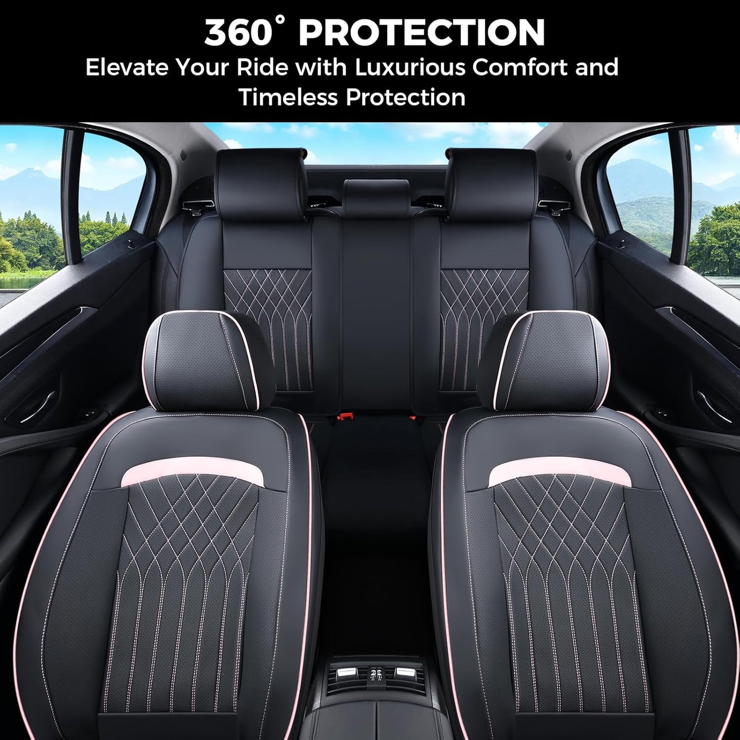 FLORICH Car Seat Covers Front Seat, Leather Seat Covers for Cars, Car Seat Protector Waterproof, Universal Automotive Seat Covers, Front Car Seat Cover Fit for Most Sedans SUV Pick-up Truck