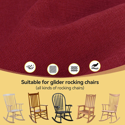 Millsilo Rocking Chair Cushions 3-Piece Set with Neck Pillow, Indoor Rocker Comfortable Tufted Non-Slip Pads with Ties, High-Density Foam Cushion for Adirondack Glider Chair, Orange, 52 x 19 x 4 Inch