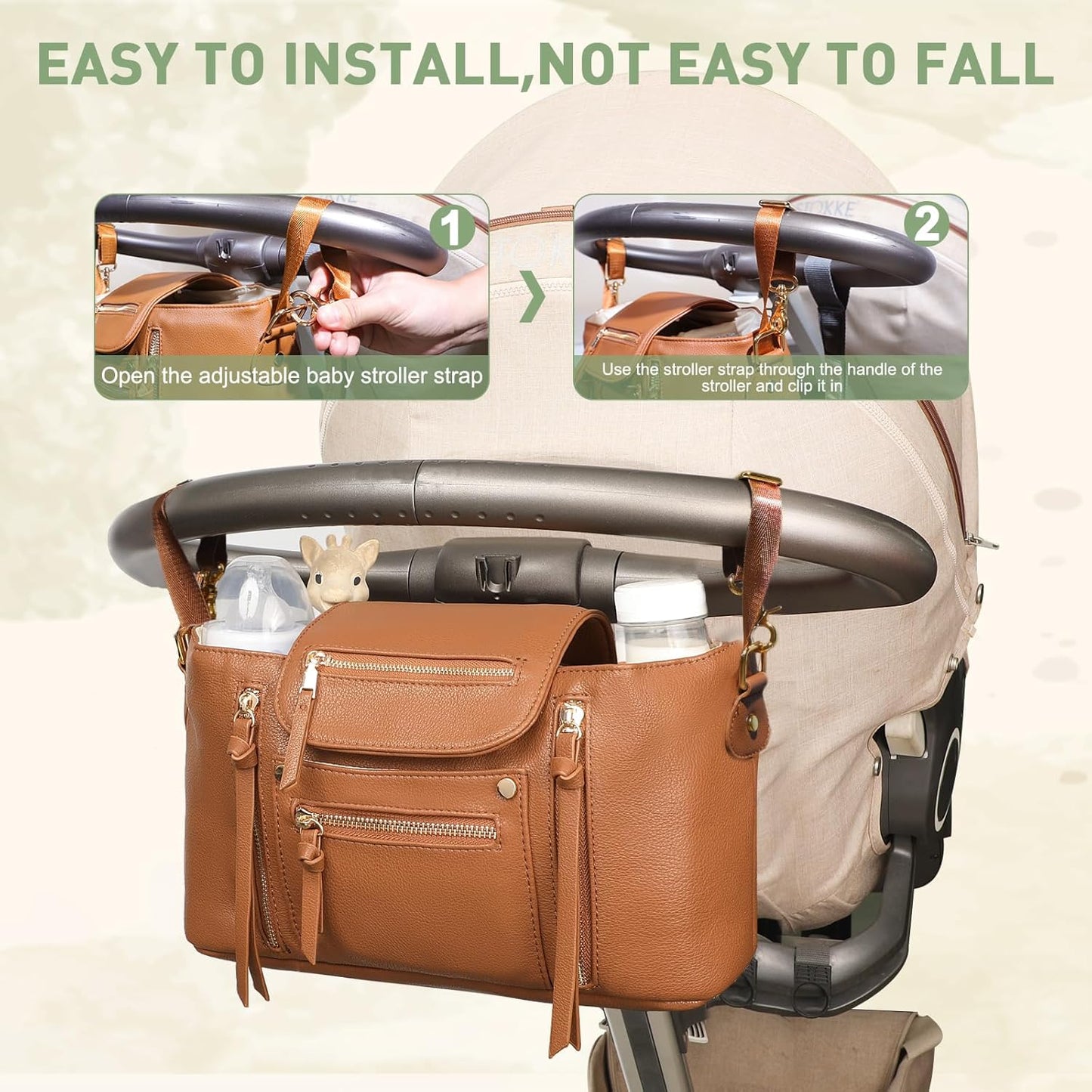 miss fong Universal Stroller Organizer with Insulated Cup Holder Stroller Caddy Baby Storage Bag with Adjustable Strap, Fits for like Uppababy, Baby Jogger, Britax, Umbrella