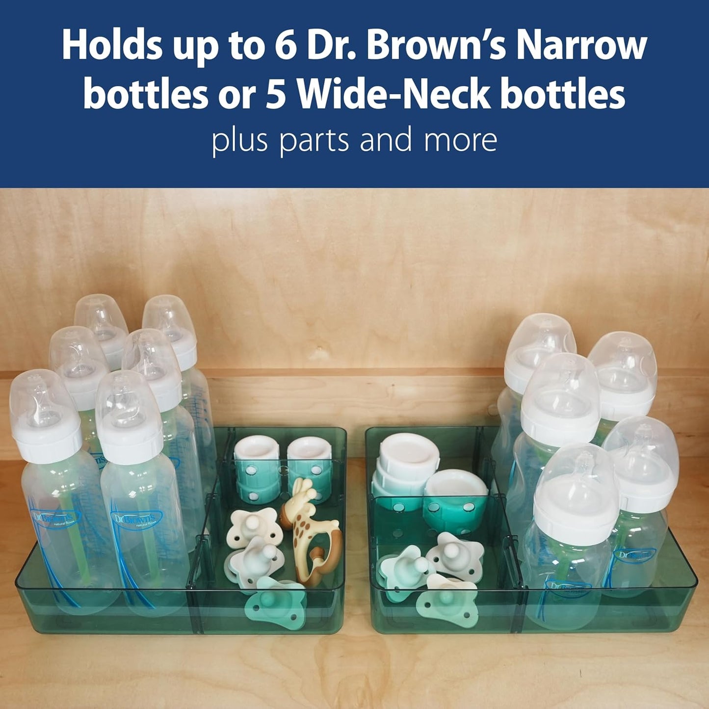 Dr. Brown's Baby Bottle Storage Tray with Customizable Compartments, Store and Organize Bottles, Parts, and Accessories, BPA-Free