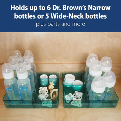 Dr. Brown's Baby Bottle Storage Tray with Customizable Compartments, Store and Organize Bottles, Parts, and Accessories, BPA-Free