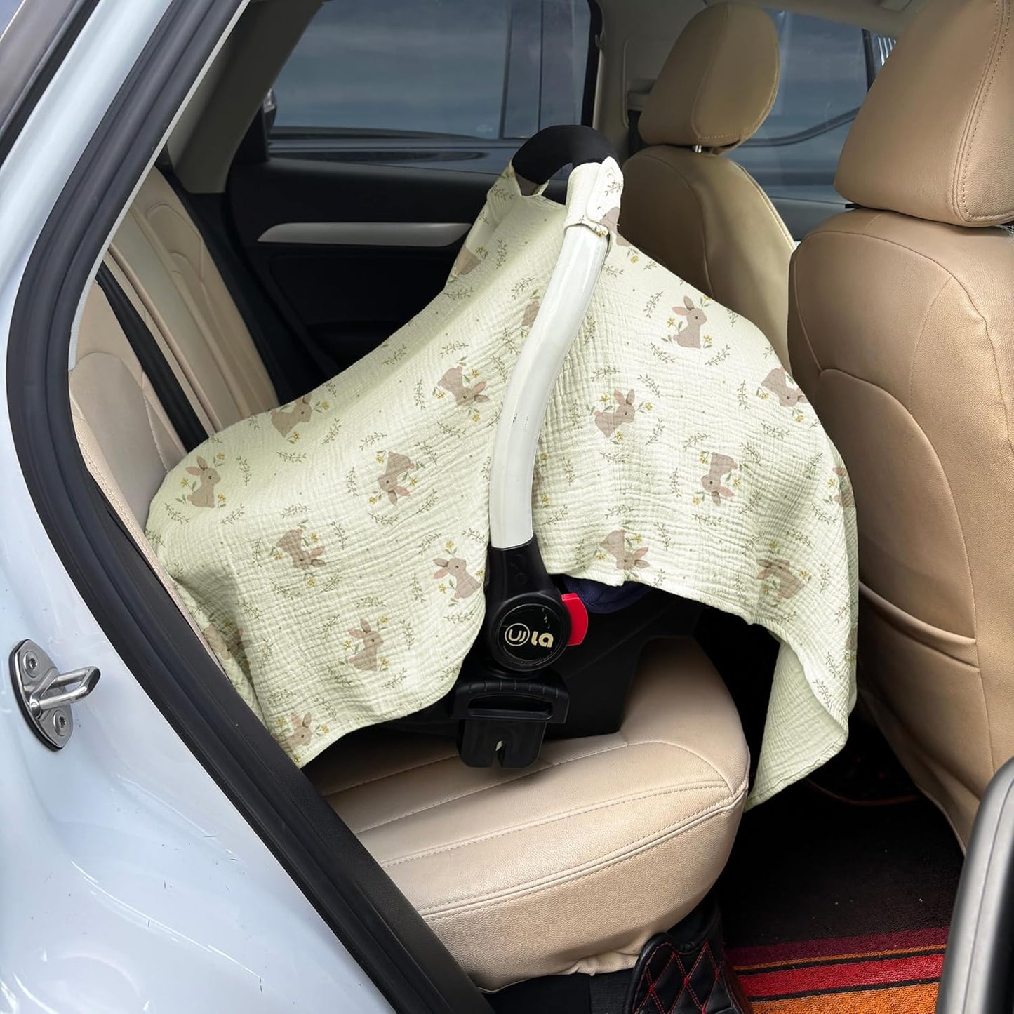 100% Muslin Cotton Car Seat Cover Baby, Carseat Canopy Cover, Universal Fit Stroller Covers for Boys and Girls (Blue)