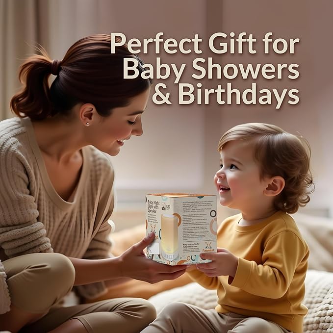 Baby Night Light Nursery Lamp – Wireless Speaker Portable Touch Nightlight for Kids and Toddlers – Soft Glow Bedside Lamp