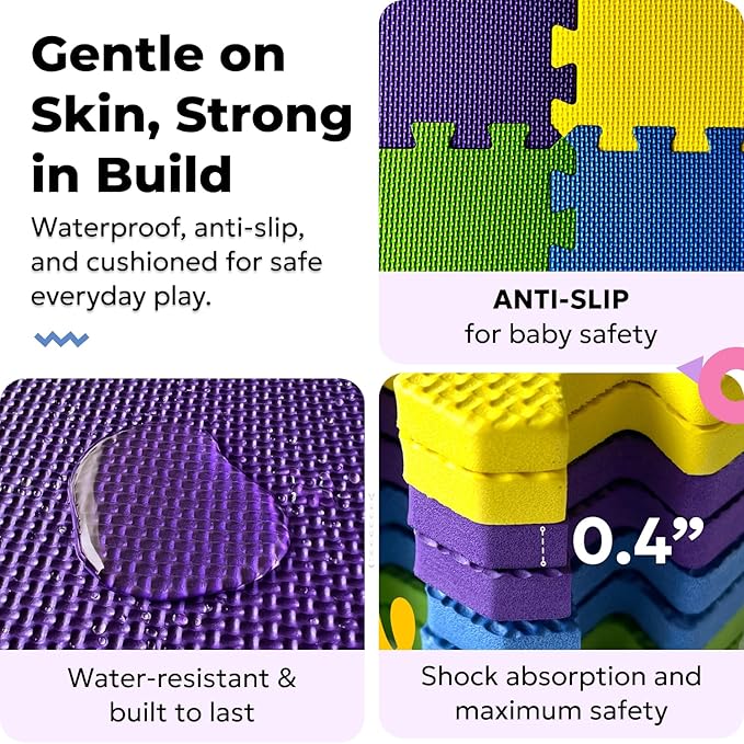 MioTetto Baby Play Mat, Comfortable Playtime Mat – Portable Foam Floor Tiles, Safe Baby mat for Floor for Crawling & Development, Soft Play mat for Babies, Stylish Interlocking Foam Tiles