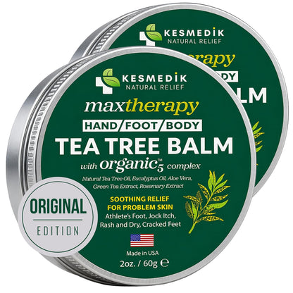 KESMEDIK Tea Tree Oil Balm for Skin, Soothes Itching, Rashes & Dry Skin, Antifungal Defense for Athlete’s Foot, Jock Itch, Chafing, Bug Bites & Eczema, Natural, Effective & Safe for All Ages
