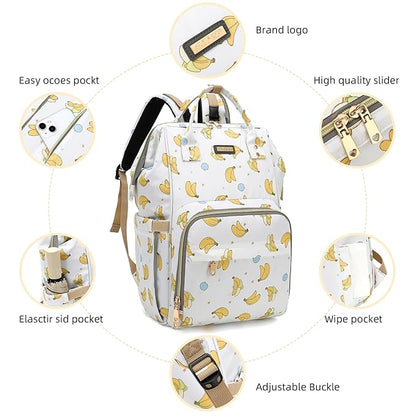 GAIVP Diaper Bag Backpack, Diaper Bags for Baby Girls Boys, Baby Bags for Moms Dads, Nappy Changing Bag with Insulated Pockets,Multi-functional Waterproof Backpack with Stroller straps -Beige Banana