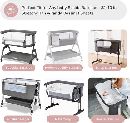 Muslin Bassinet Sheets for Angelbliss, Cowiewie, Amke, Jimglo, Suihuooo, Wayfong Baby Bassinet Bedside Sleeper by TansyPanda, 3PC, 20×33in, Ultra Soft, Breathable, Snug Fit, Unisex Boys Girls, Maadi
