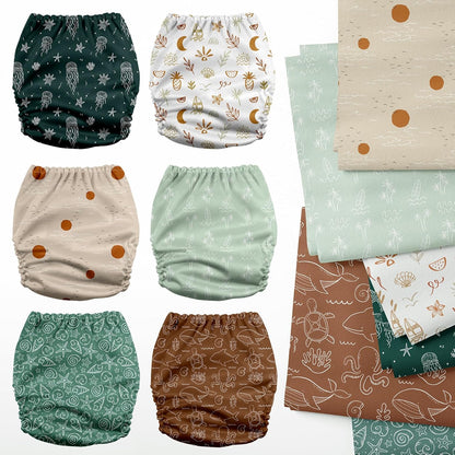 Mama Koala 3.0 Pocket Cloth Diapers for Babies with AWJ Lining, 6 Pack with 6 4-Layer Natural Cloth Diaper Inserts - Reusable and Washable Pocket Diapers(Hardworking Bees) - Colors B