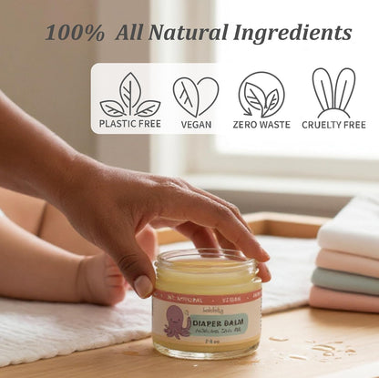 Diaper Balm by Balm Baby – Natural Organic Diaper Rash Cream & Multipurpose Baby Skin Ointment with Organic Calendula, Vegan - Soothing, Healing, Moisturizing – Newborn Cradle Cap